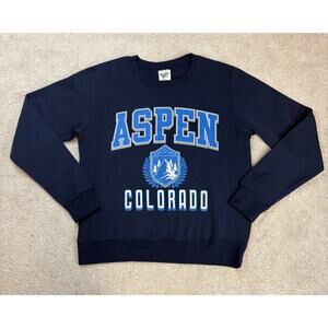 Pacific & Co. Navy Blue Aspen Colorado Crewneck Graphic Sweatshirt Size S